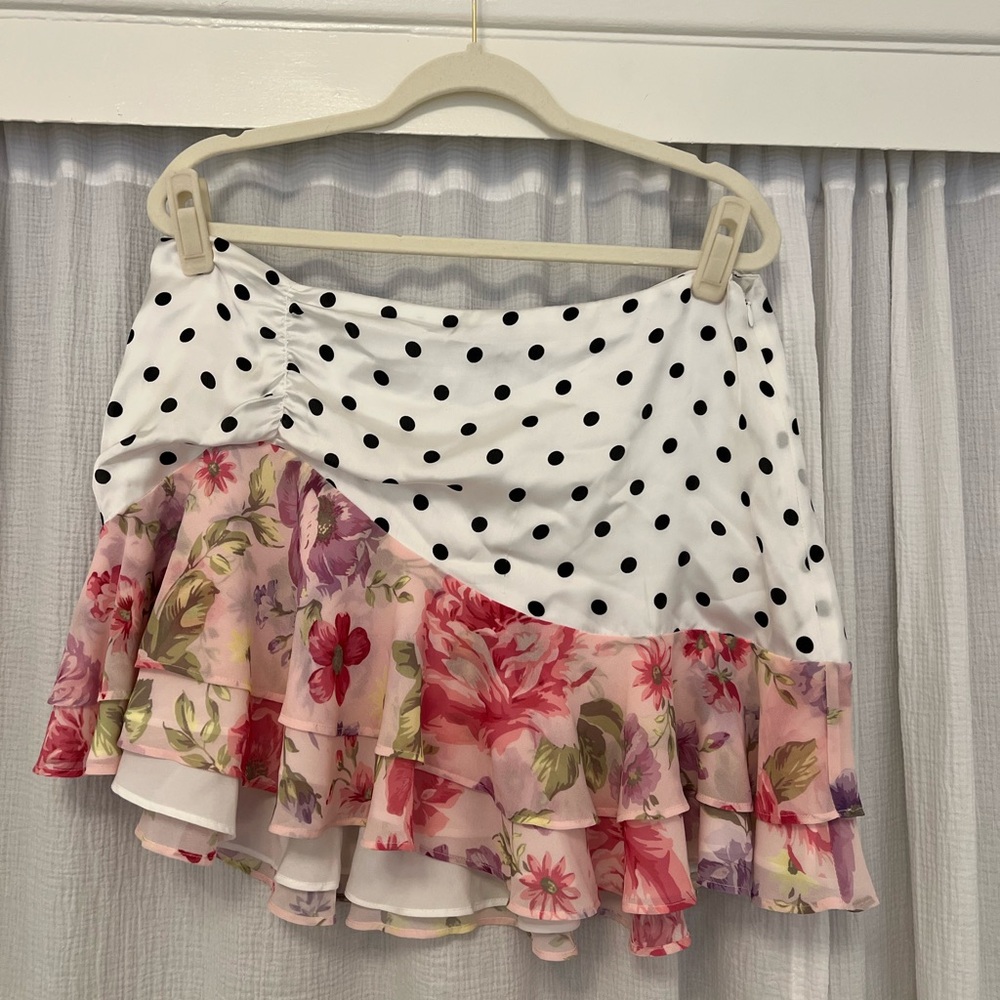 Majorelle Eva Floral and Polka Dot Mini Skirt